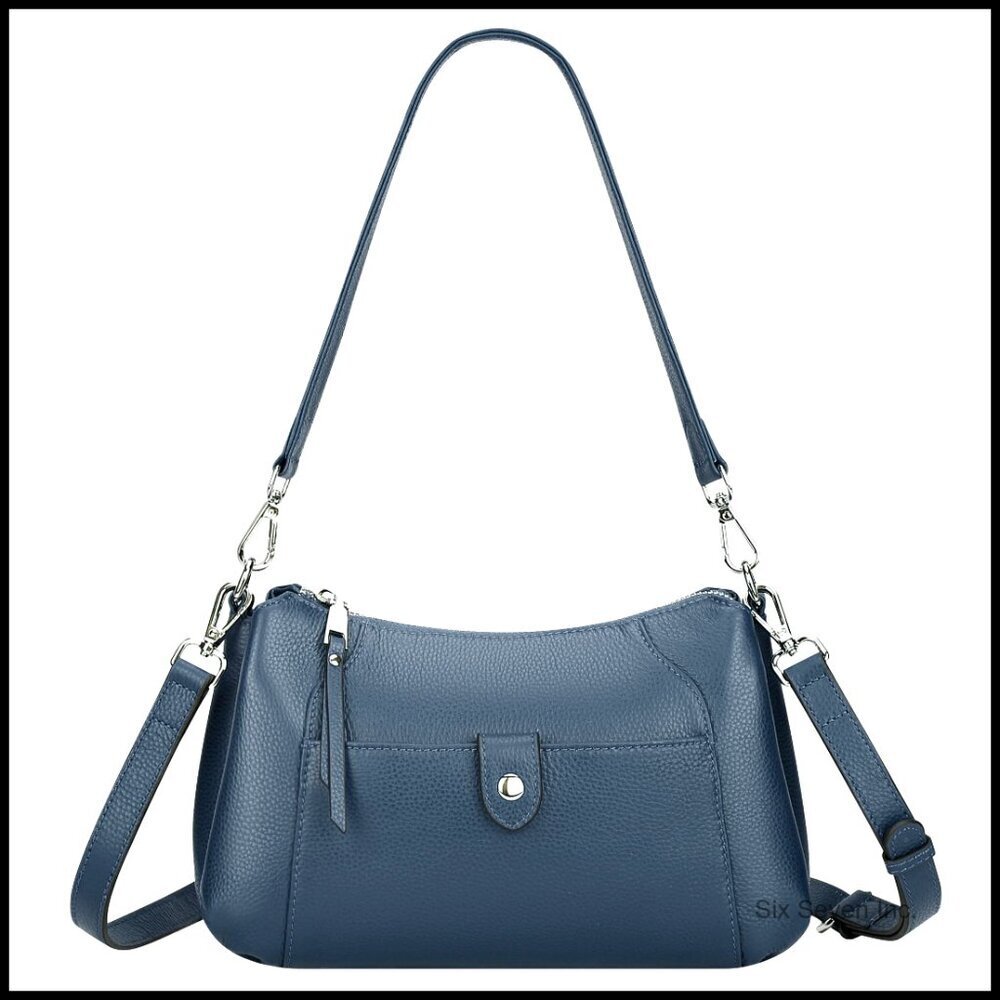 Genuine Leather Hobo Crossbody Bag Adjustable Straps Multiple Pockets Classic
